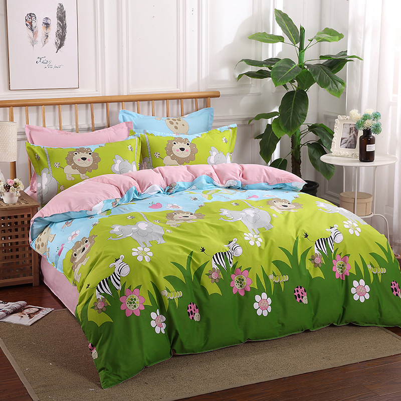 四件套全棉纯棉冬季床上用品被罩床单被套1.8双人床被子床上4件套|ru