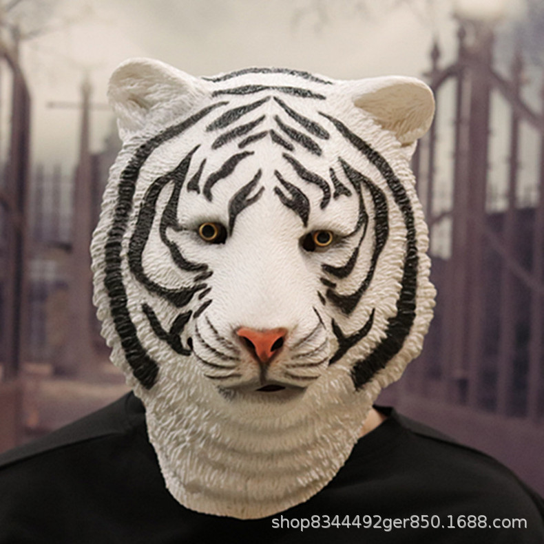 Tigre máscara animal tocado Halloween horror divertido tigre blanco máscara vestir accesorios fábrica al por mayor