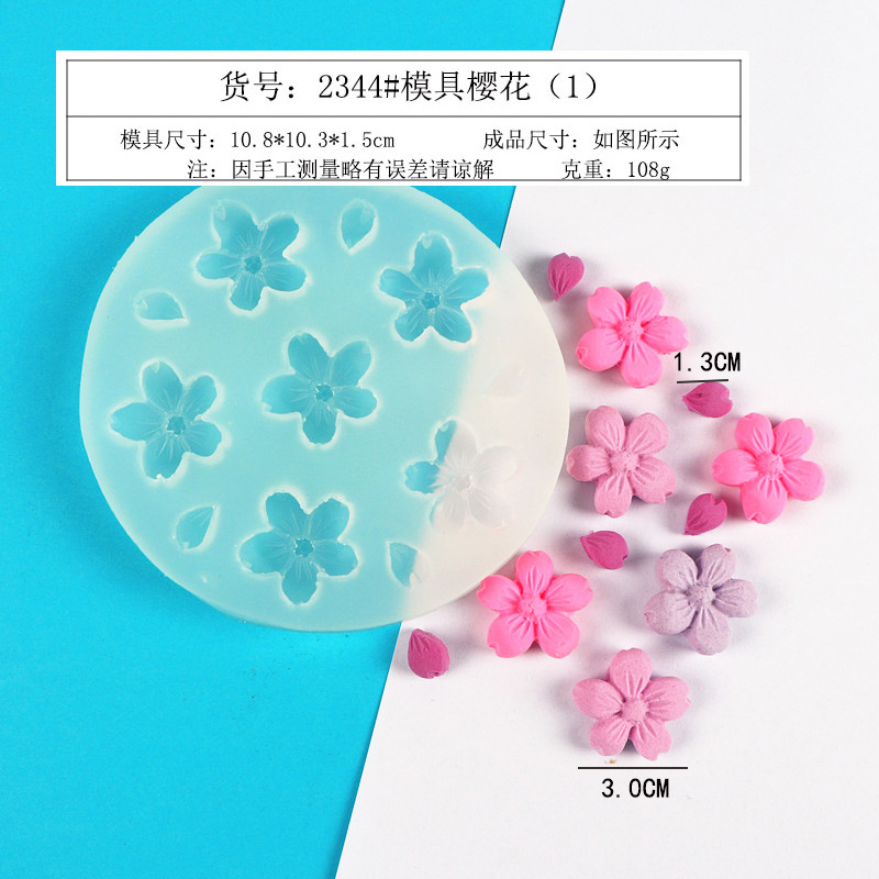 Molde de silicona flor de cerezo DIY aromaterapia molde de yeso decoración de la torta pequeña Zou Ju molde de chocolate epoxi