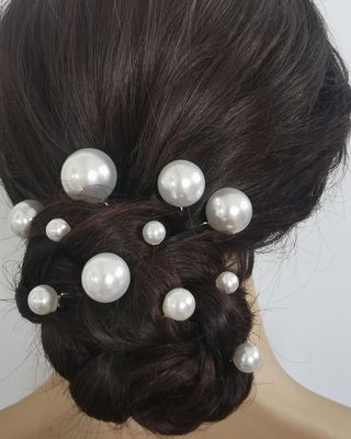 新款 U型珍珠新娘发簪套装 盘发发叉插针发针 结婚头饰|ms