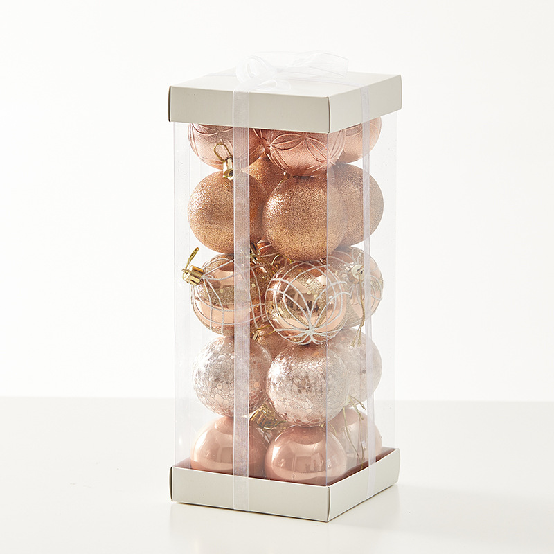 6cm 8cm bola de Navidad naranja bronce pintada bola galvanizada caja de regalo champán oro árbol de Navidad decoración de ventana