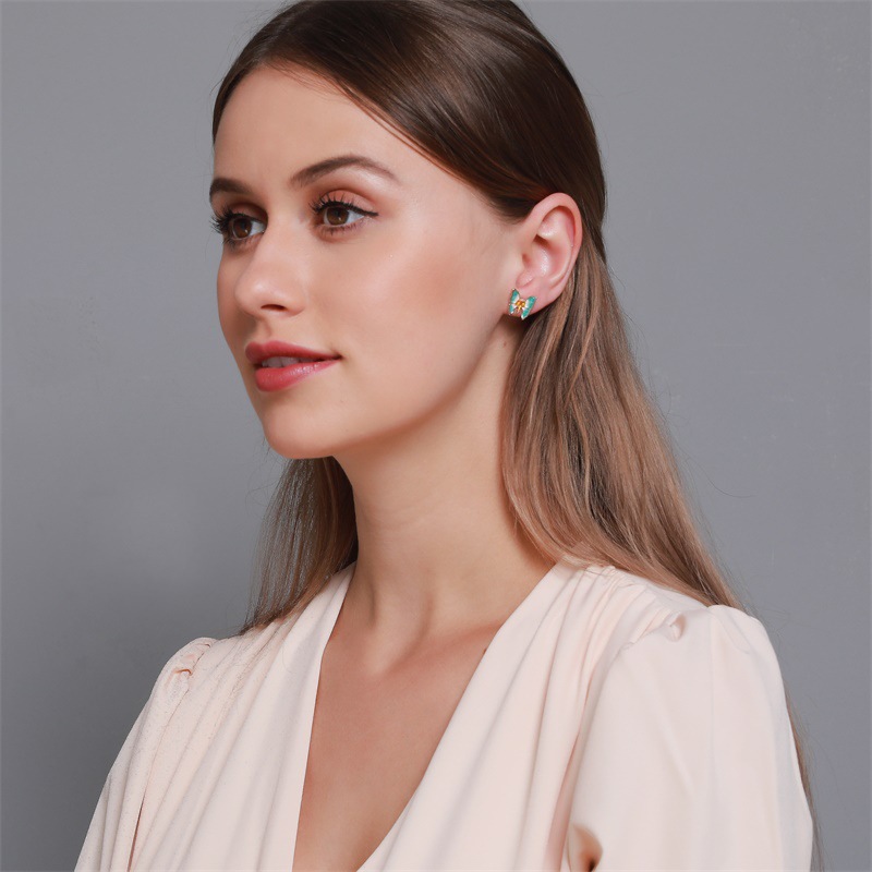 Korean  New Super Fairy Oil Painting Texture Butterfly Earrings Ancient Style Gradient Butterfly Wings Earrings Nihaojewelry Wholesale display picture 3