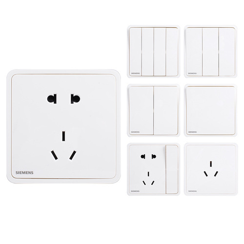 Siemens switch socket Siemens Ruiyi Chenxi white 86 type five-hole USB one-open dual-control flame retardant surface set
