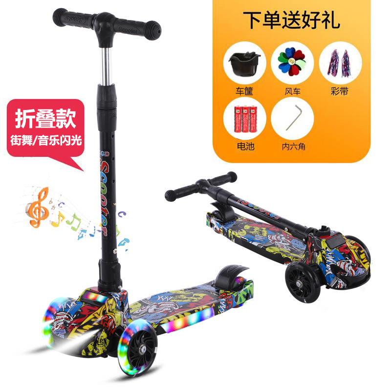 Patinete para niños de 2 a 14 años, tres o cuatro ruedas, diseño graffiti Swiss Flash, venta directa de fábrica.