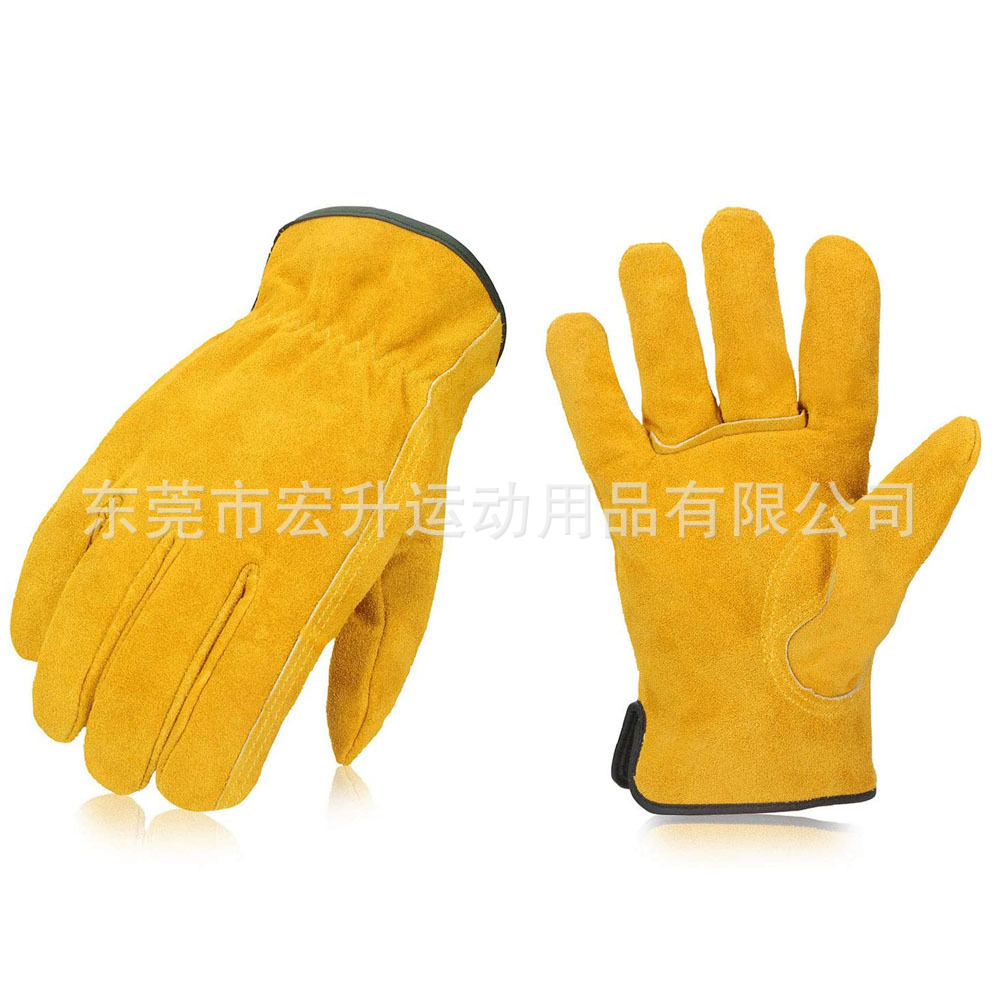 牛二层皮防割耐磨焊接手套防护机械工作花园劳保电焊防滑防刺用品