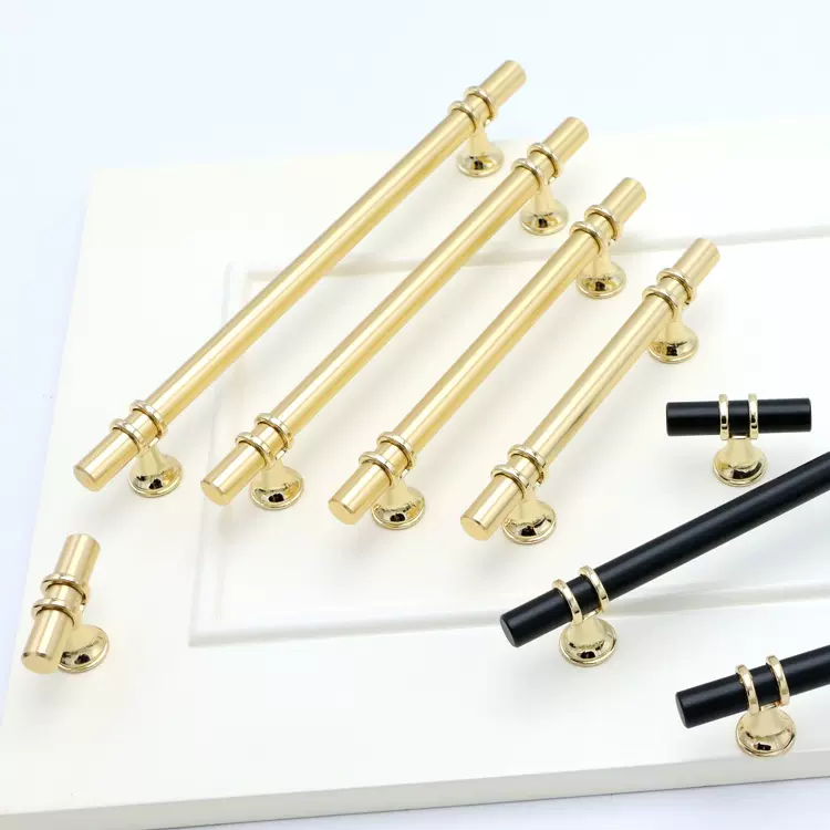 北欧简约橱柜柜门拉手轻奢黑色北欧衣柜拉手家具金色抽屉单孔把手