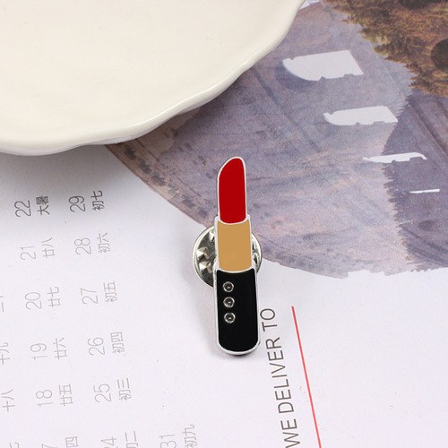 Creative fashion brooch female cartoon lipstick corsage student cute coat bag pin mini abstract small badge