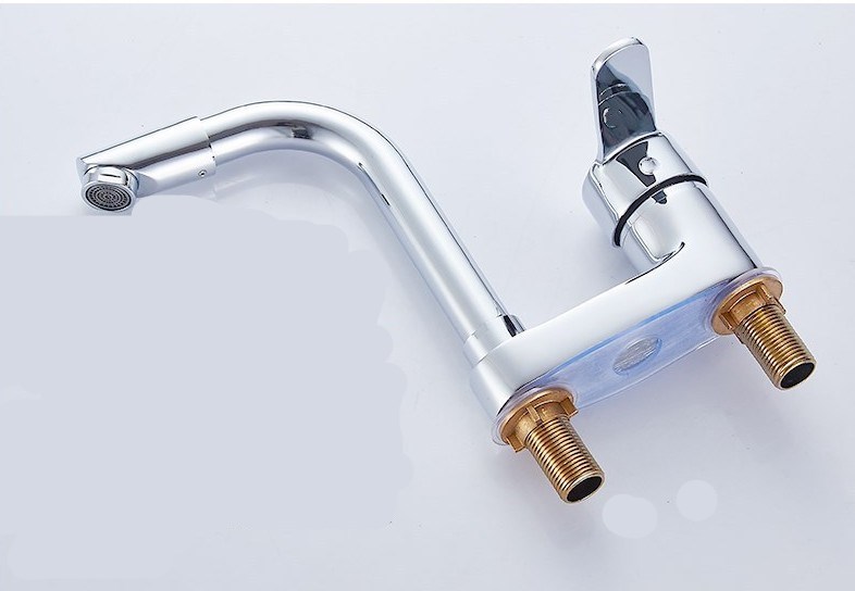 Brass washbasin, double-hole column basin, rotating faucet, bathroom for washing face and hair, cold and hot double-hole washbasin faucet undefined