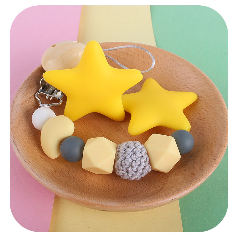 Estrella de cinco puntas de silicona molar juguete mordedor pulsera chupete cadena collar accesorios Amazon DIY accesorios de la joyería