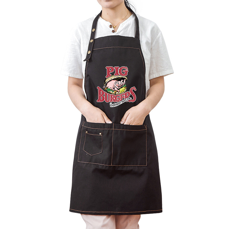 Estilo coreano de la manera té leche comida rápida hamburguesa postre tienda hornear delantal sin mangas imprimible logo trajes