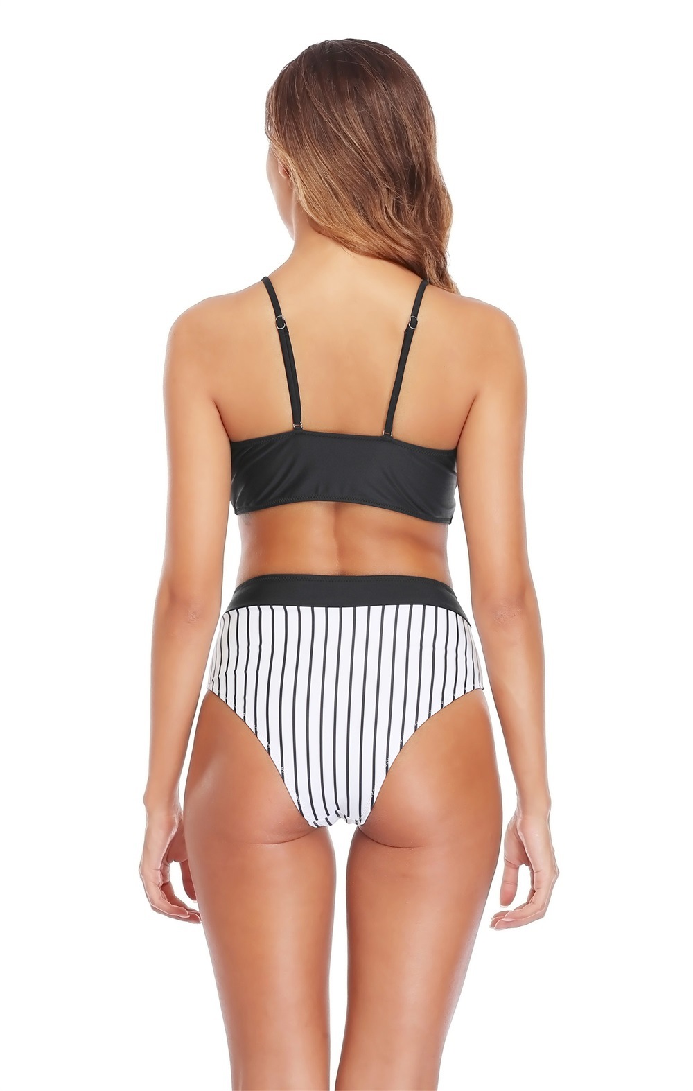 new split high waist stripe print sexy bikini swimsuit NSHL34064