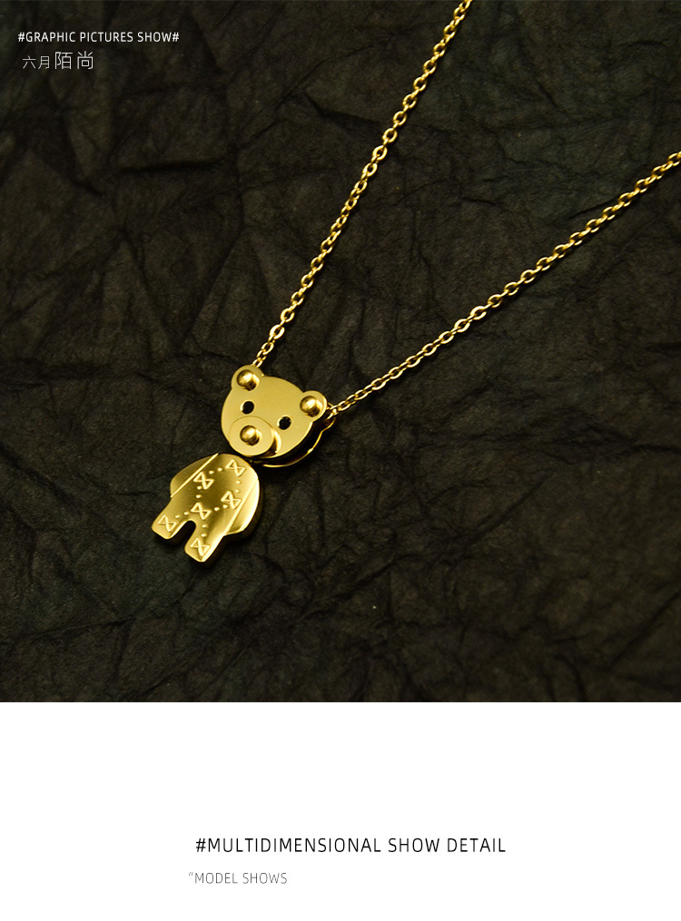 Simple Bear Stainless Steel Material Plated Necklace display picture 4