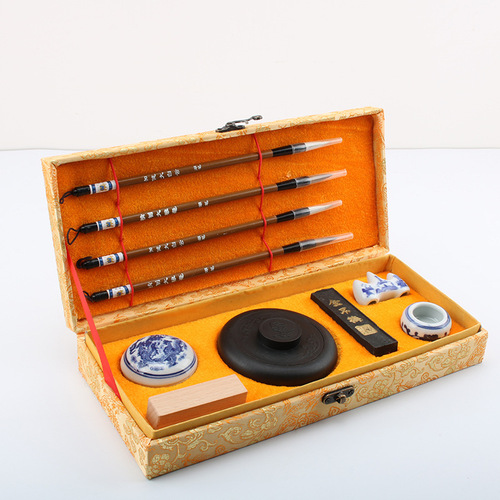 Student Stationery Set Calligraphy Training Class Calligraphy Beginner Practice Ink Brush Paper Inkstone Gift Box Set with Elegant Box