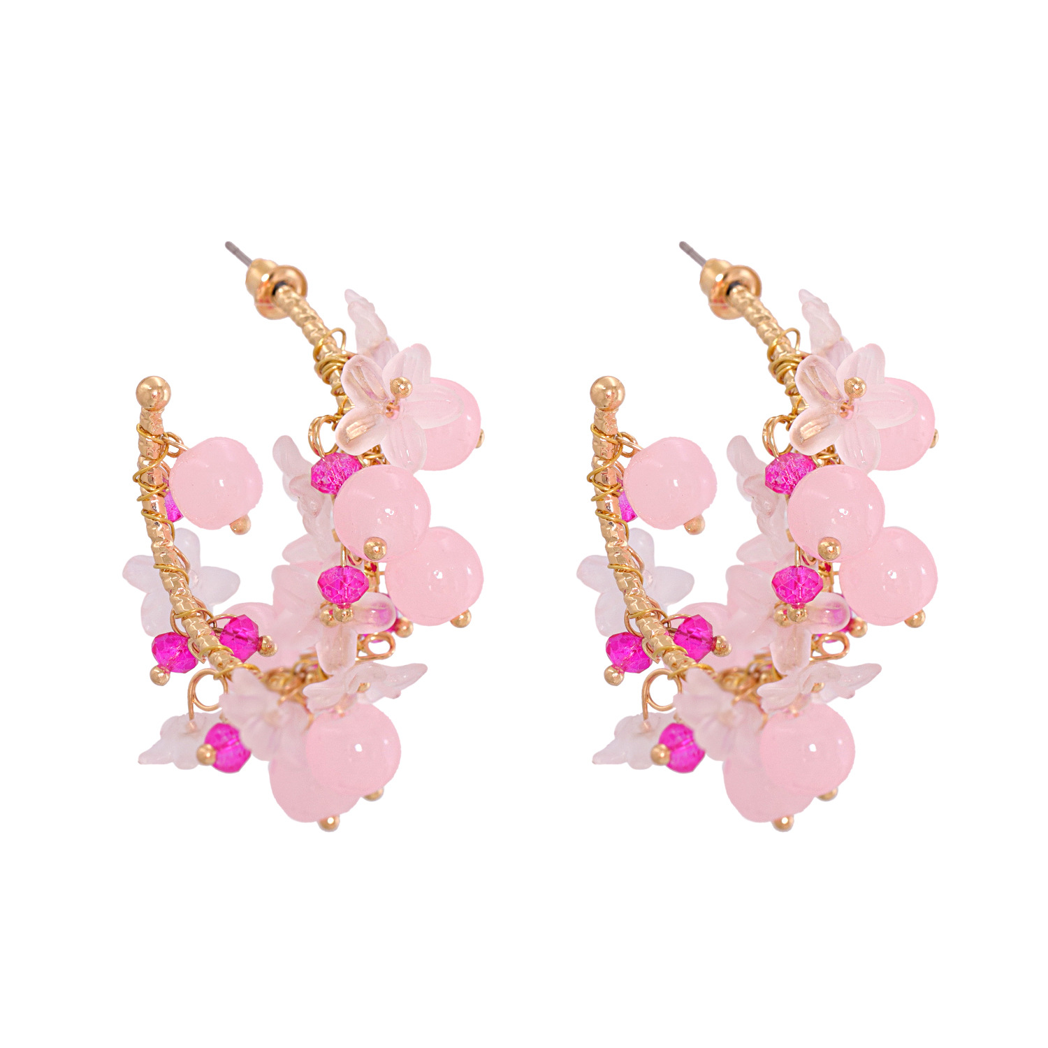 Flower C-shaped Earrings display picture 1