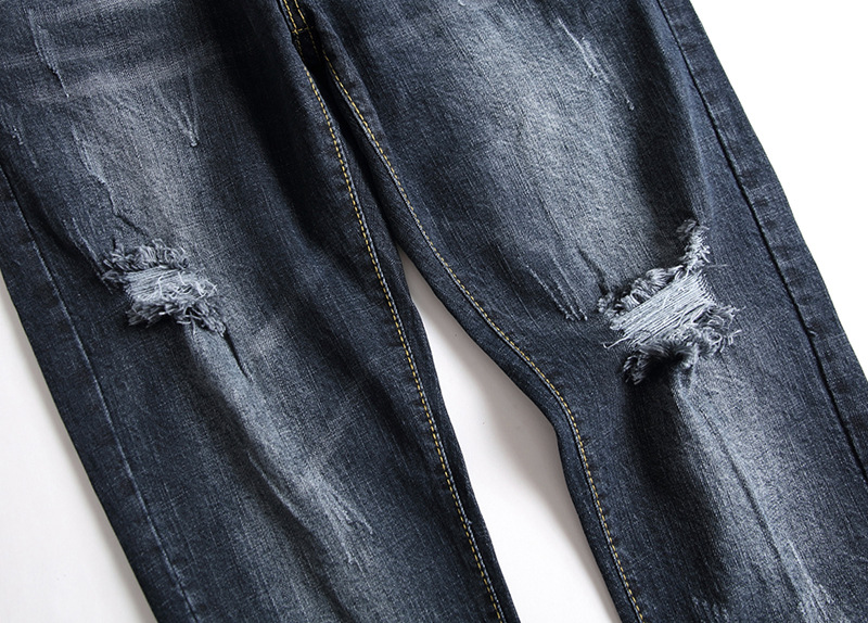Jeans uomo strappati taglio dritto pantaloni denim casual moda_voghion.com