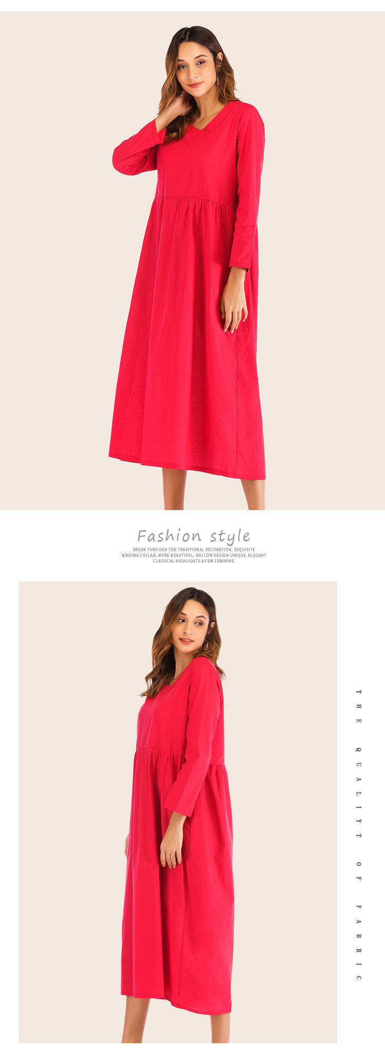 Pure Color Loose Long Sleeve Dress nihaostyles clothing wholesale NSJR70580