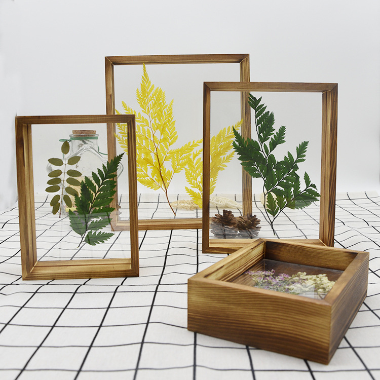 木质相框欧式植物双面玻璃标本框 木质创意摆台装饰画框各种相框