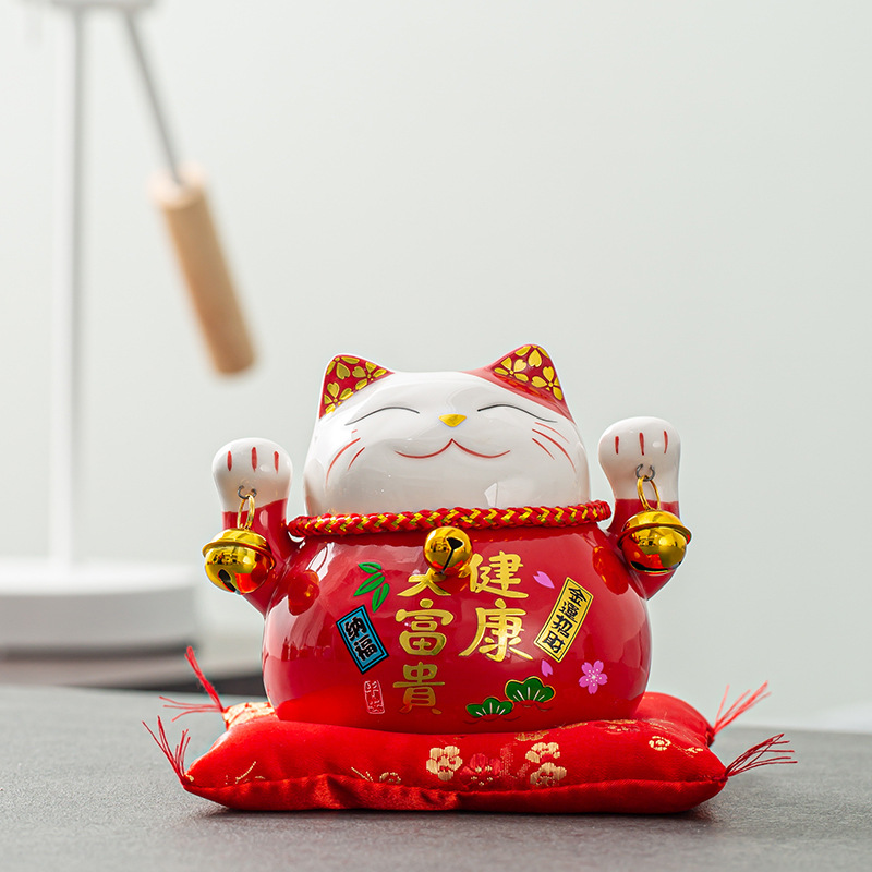创意招财猫陶瓷茶玩可爱存储钱罐小猫咪家居客厅茶宠精品送礼摆件