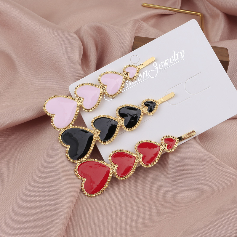 Alloy Material Sweet Heart Shape Alloy Plating Hair Clip 1 Piece