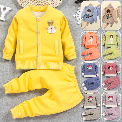 2020 Autumn and winter new pattern Plush Infants baby suit girl coat Boy Cardigan children sweater Sweater