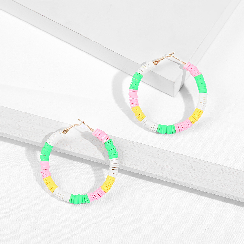 hot sale beach C-shaped soft pottery color exaggerated earrings wholesale