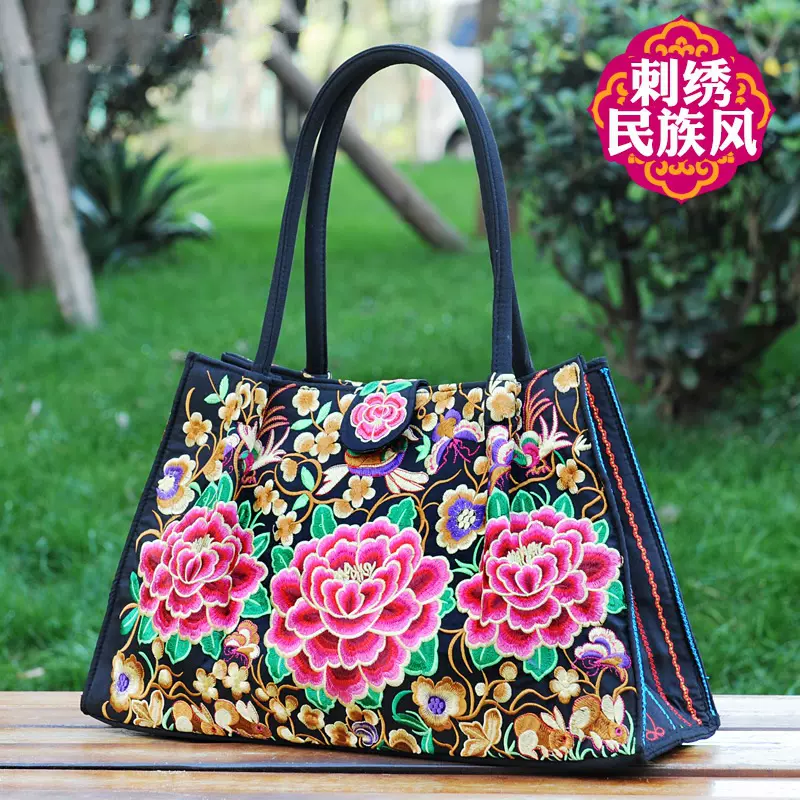 厂家直批新款民族风绣花包时尚百搭刺绣复古休闲简约包单肩女士包