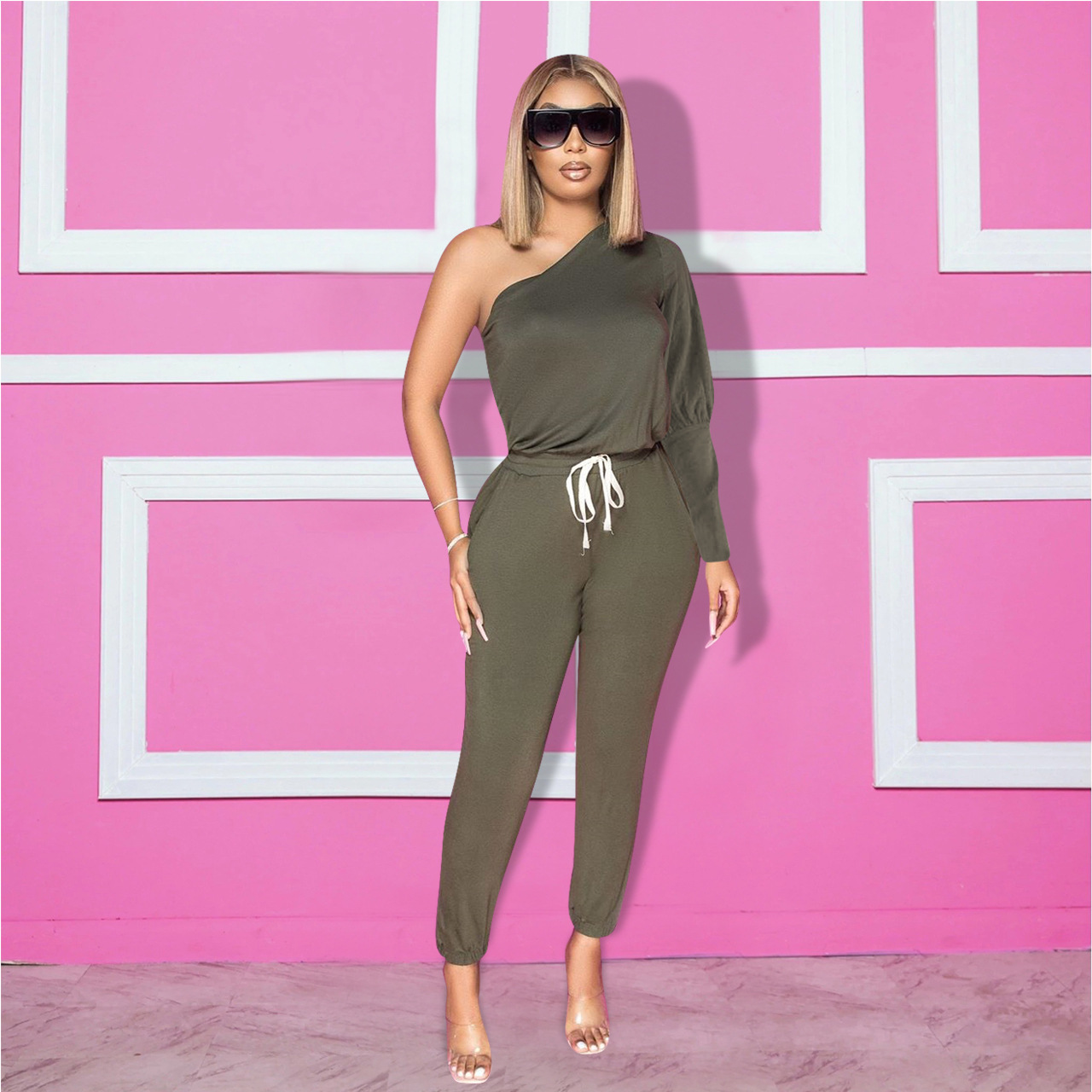 pure color strappy jumpsuit Nihaostyles wholesale clothing vendor NSYDF73626