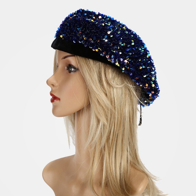 Women's Retro Lady Colorful Sequins Eaveless Beret Hat display picture 1