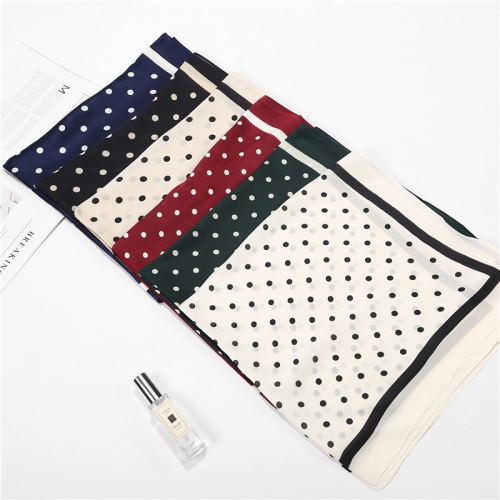 Spring and summer new scarf, women's imitation silk square scarf, Korean style polka dot scarf, professional scarf, versatile decoration