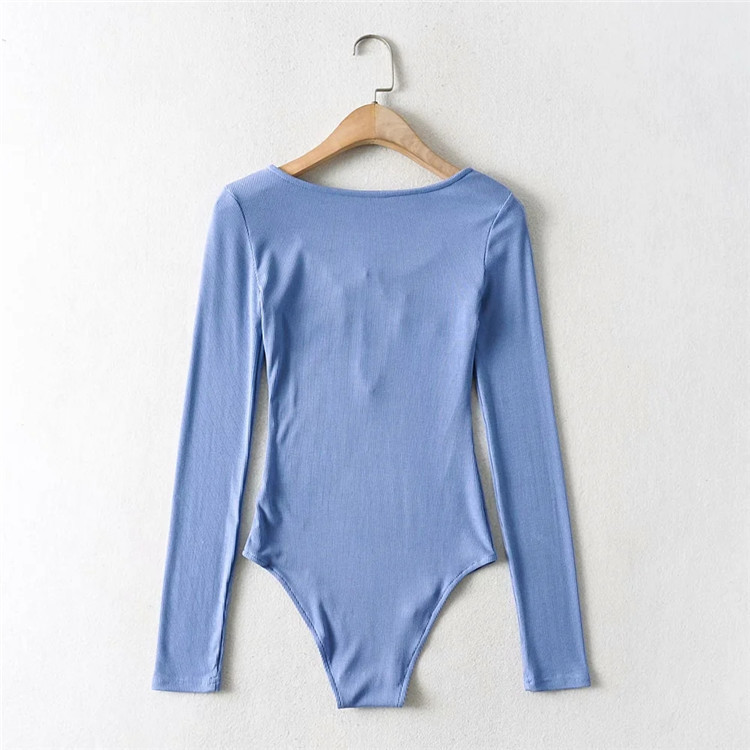 deep V-neck long-sleeved one-piece bottoming shirt NSLD15401