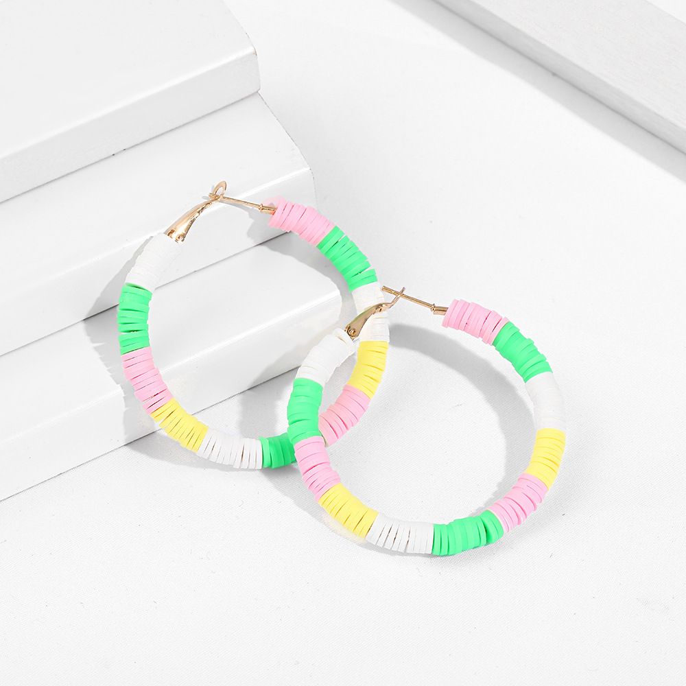 hot sale beach C-shaped soft pottery color exaggerated earrings wholesale