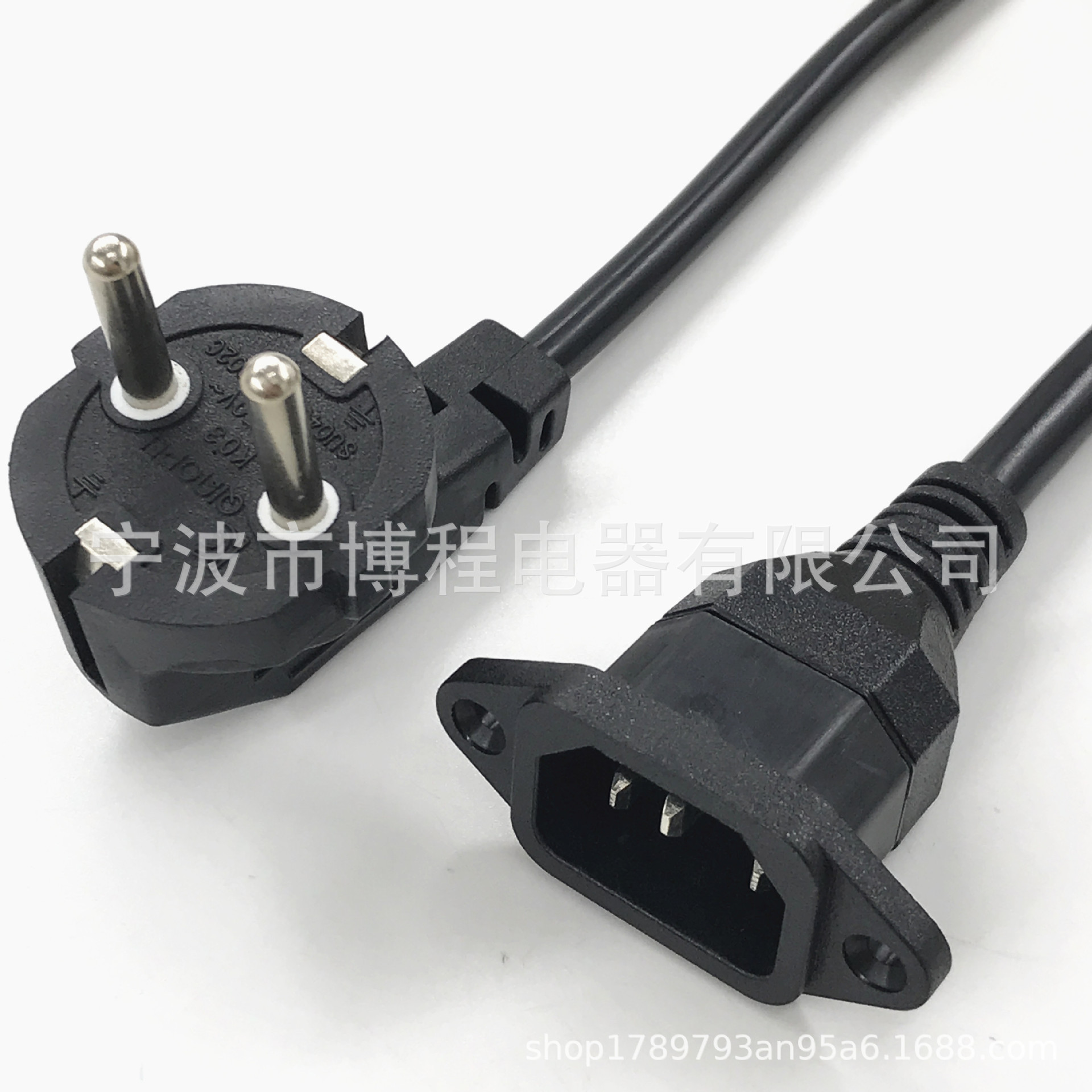 三芯无孔韩国插头韩规90度弯头韩式插头韩国KC认证三插电脑管插头