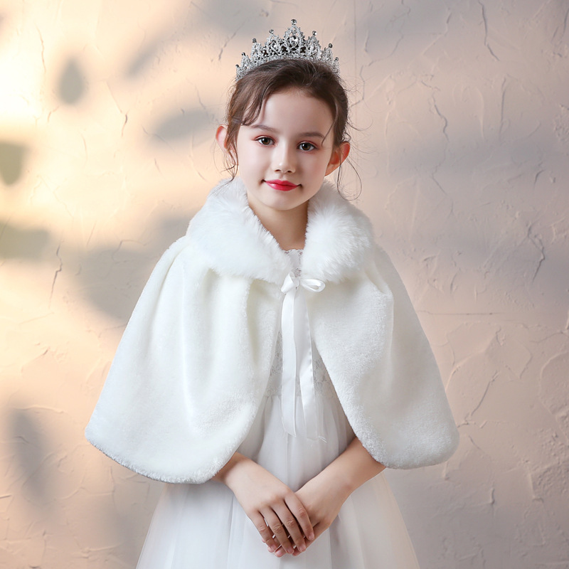 Thicken Plush Bolero Shrug Princess White Faux Fur Coat Shoulder Cape Wedding Dress Shawl Wraps Stole Warm Short Jacket