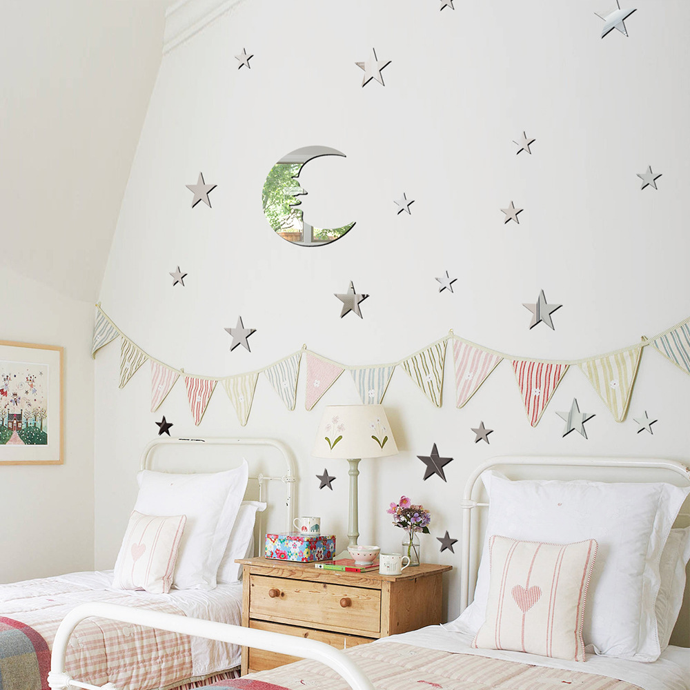 New Fashion Acrylic Mirror Star Moon Sticker display picture 14