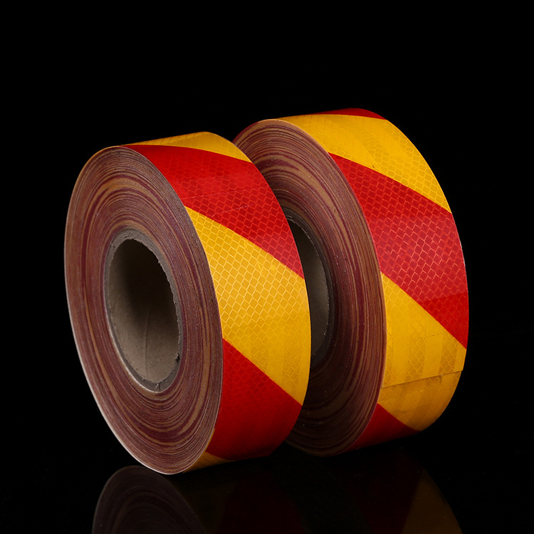 定制货挂车身重卡警示夜光胶带年检反光膜车尾贴红黄条纹反光贴条