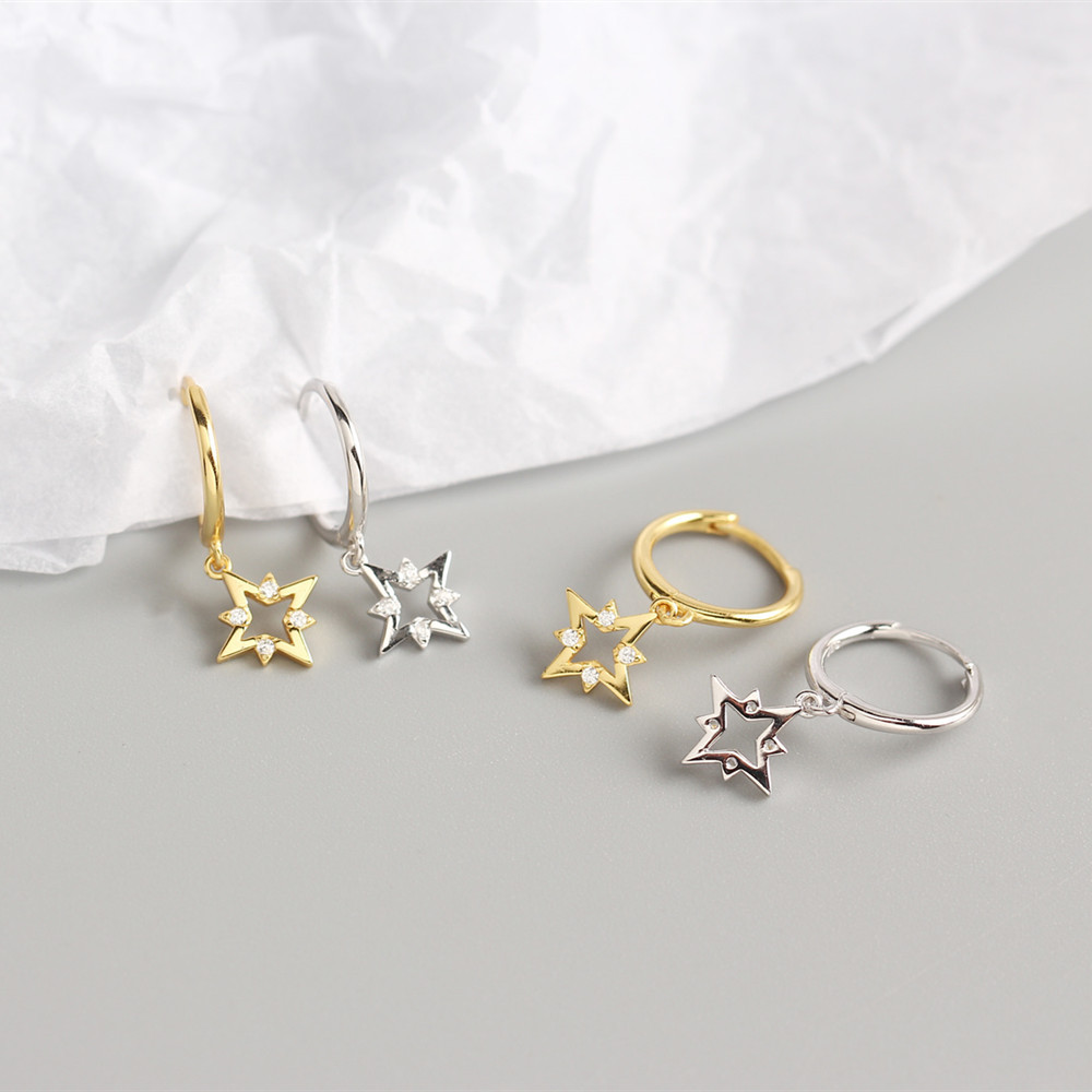 Star Fashion 925 Sterling Silver Gem Plating Earrings display picture 2