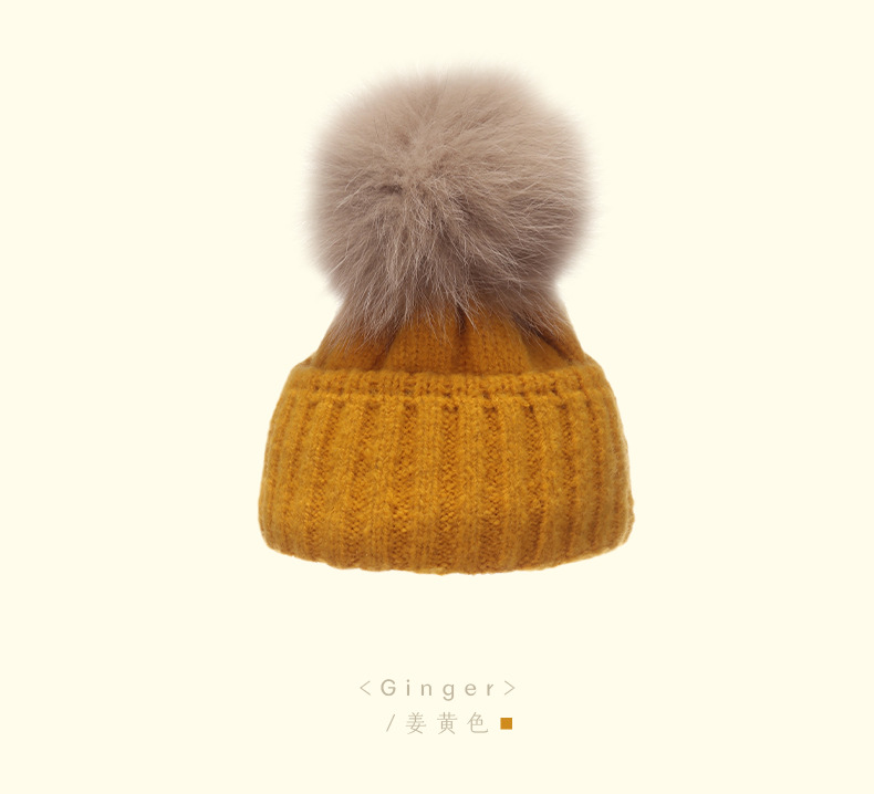 Children's Fur Ball Wool Hat display picture 5