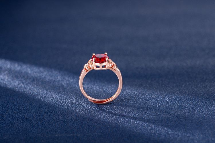 Bague Papillon En Zircone Micro-incrustée Rubis Rose Bague En Or Rose Bijoux display picture 4