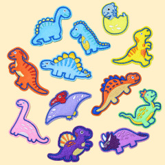 卡通恐龍刺繡布貼動物補丁兒童服裝輔料DIY背膠貼布羽絨服貼