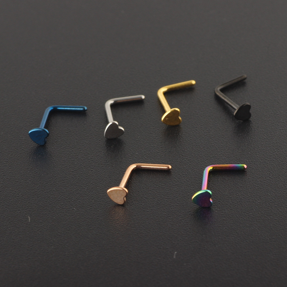 Simple Style Heart Shape Stainless Steel Nose studs 1 Piece