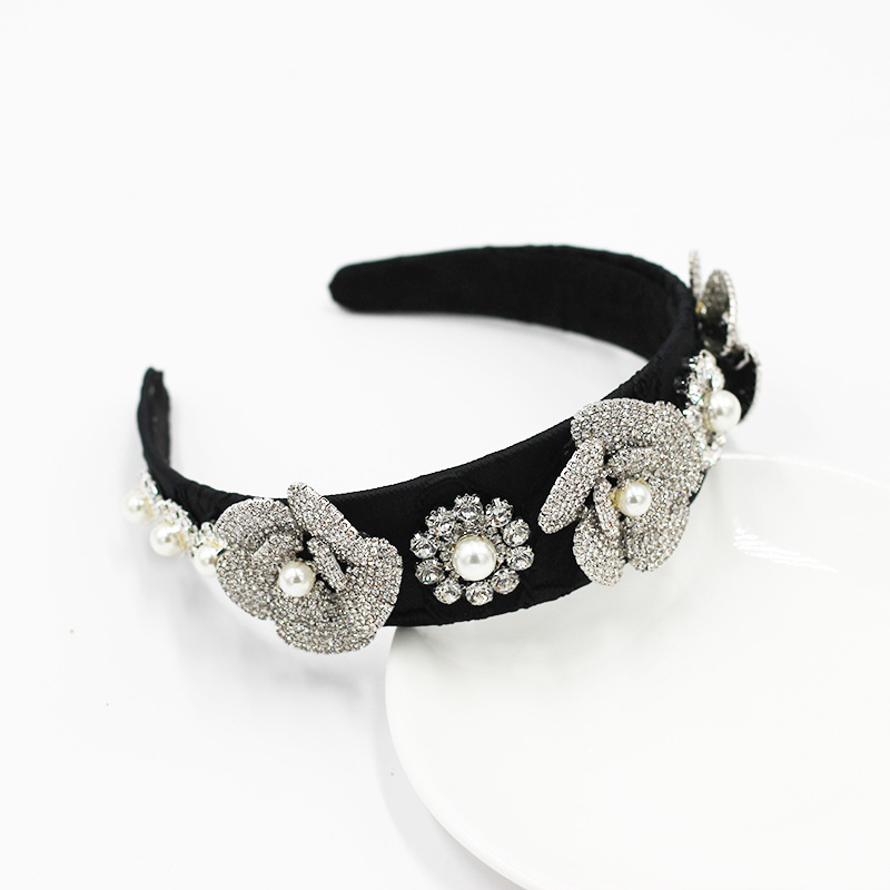 New Baroque  Diamond Rose Pearl Geometric Headband display picture 2