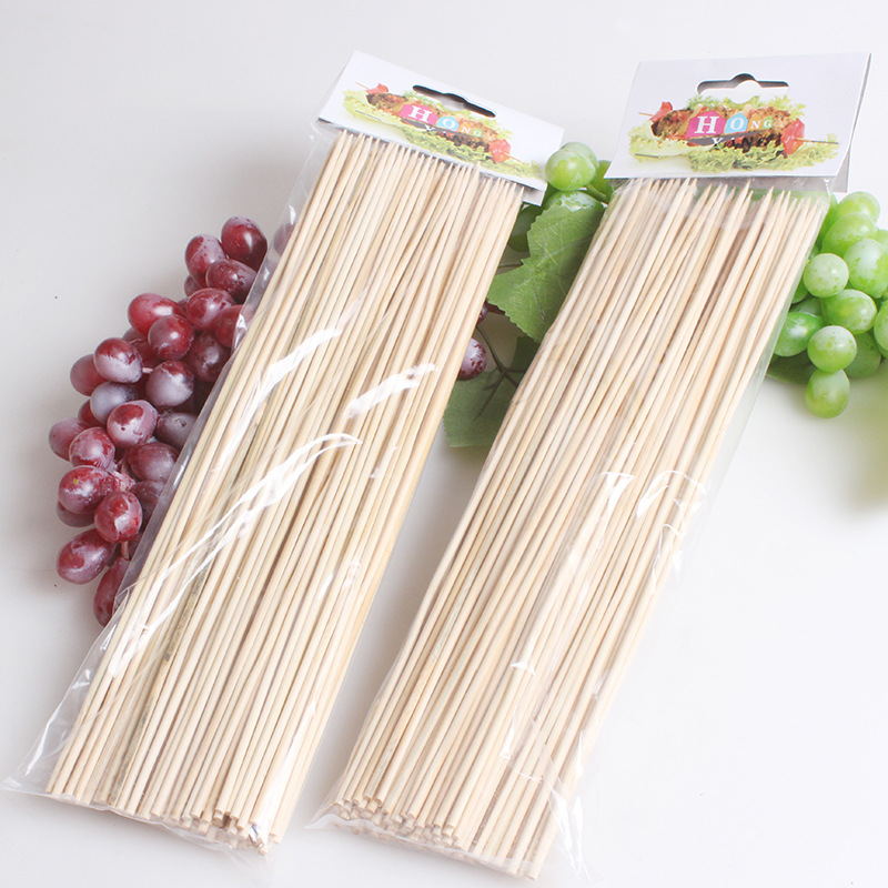 Fábrica personalizada desechable palo de bambú barbacoa palo cadena incienso picante barbacoa caliente larga cadena Tenedor de fruta de Bambú