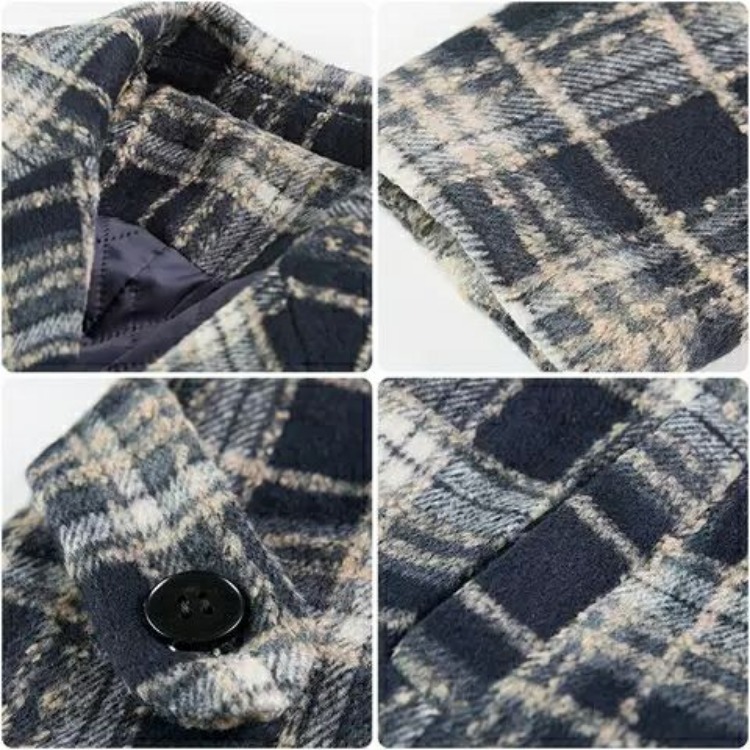Abrigo de lana para mujer Otoño e Invierno 2022 nuevo traje a cuadros retro estilo coreano suelto todo partido abrigo de lana de longitud media image 6