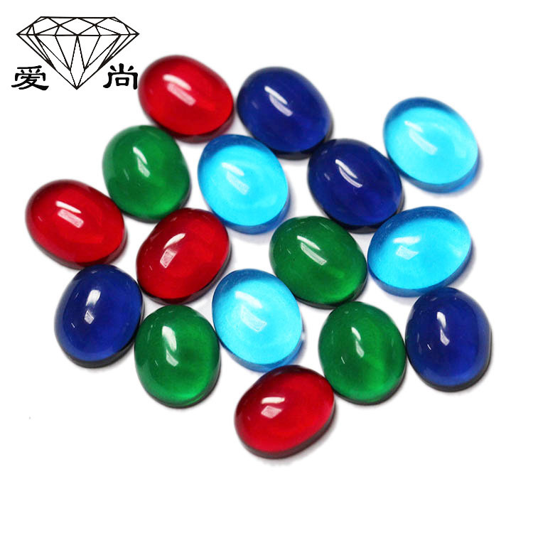 平底蛋形素面红蓝绿海兰四色3x5mm--8x10mm饰品配石DIY首饰品配件|ms