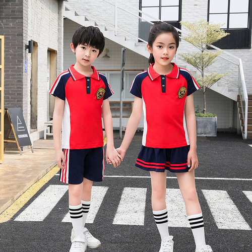 Summer New School Uniform Sets for Primary and Middle School Students, Boys and Girls, Short-Sleeved Performance Clothes, College Style, Children's Class Uniforms