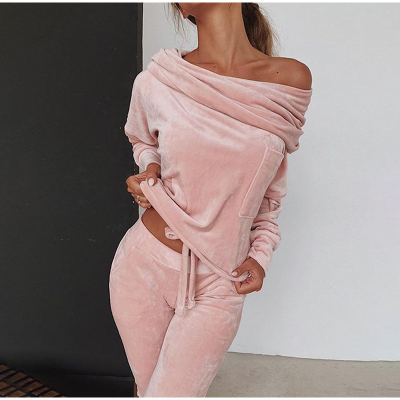 Completo pantaloni donna velluto manica lunga monospalla fiocco_voghion.com