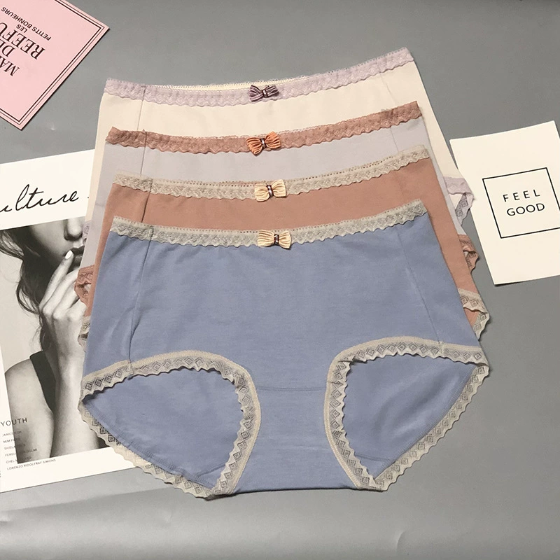 Lace pants with bow, mid rise