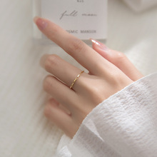 爱洛奇 s925银戒指女韩版简约链条设计感锁扣细款气质手饰品J7892
