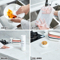 A 50-sheet disposable non-woven absorbent rag that doesn't stick to oil, perfect for kitchen cleaning, wiping tables, and washing dishes