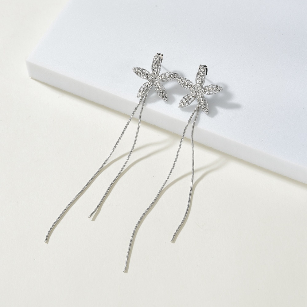Alloy Material Flower Pattern Simple Style Flower Plating Alloy Artificial Gemstones Drop Earrings